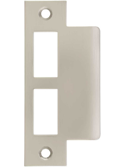Solid Brass Mortise Lock Strike Plate - 1 5/8-Inch Extended Lip in Satin Nickel.